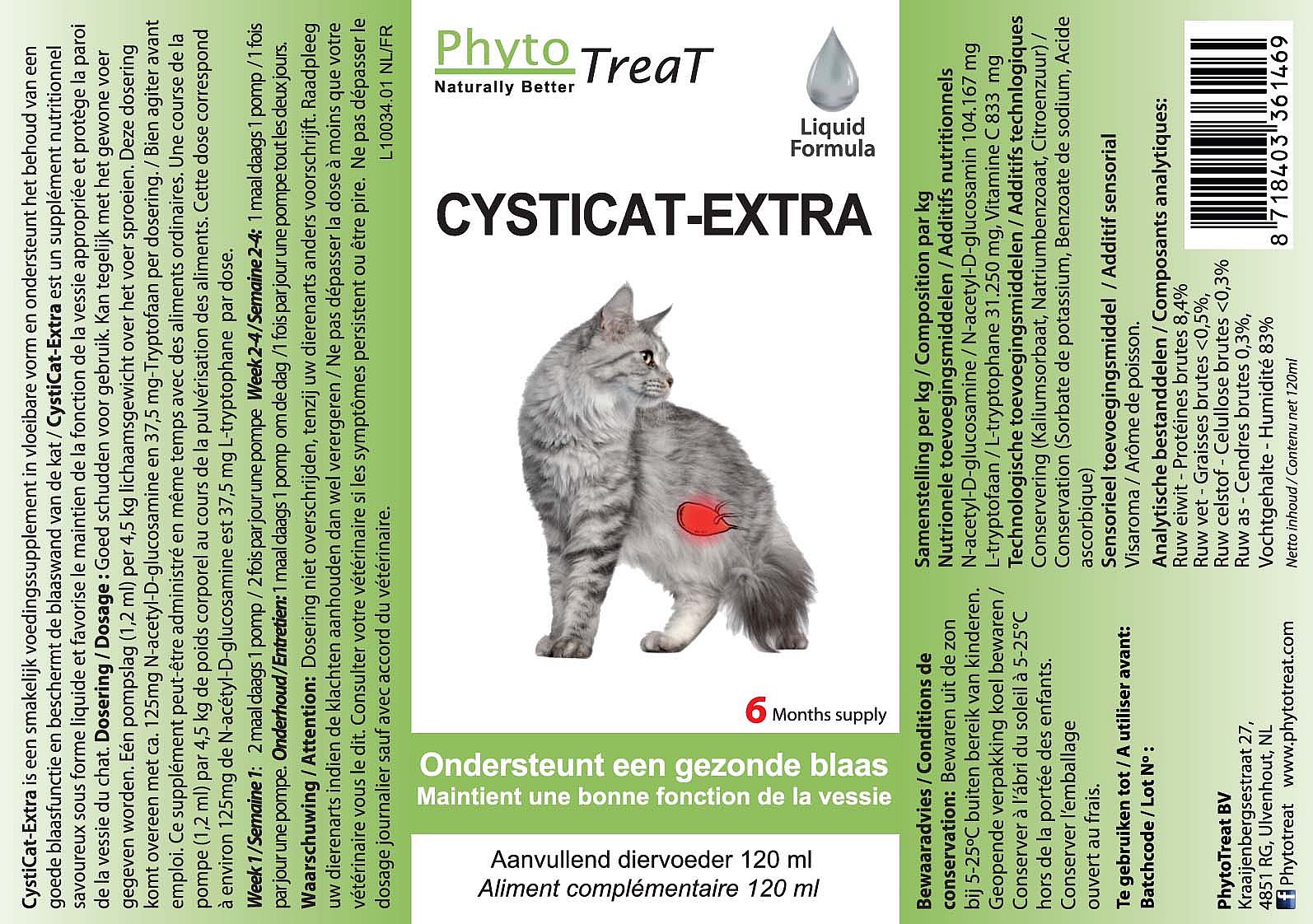 Phytotreat Cysticat Extra Liquid Blaas Kat 120 ml