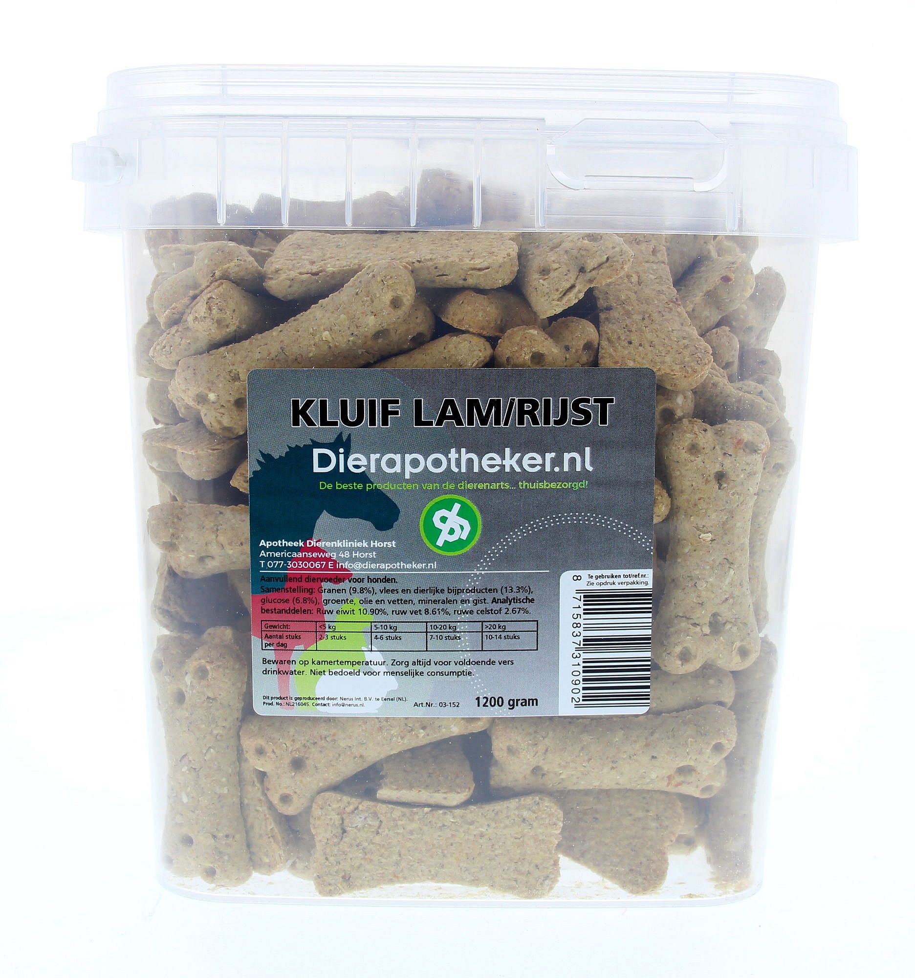 Dierapotheker Kluif Lam Rijst Hond 1075 gram