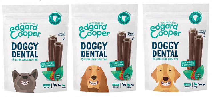 Edgard & Cooper Doggy Dental Sticks Hondensnack - Muntolie en Aardbei